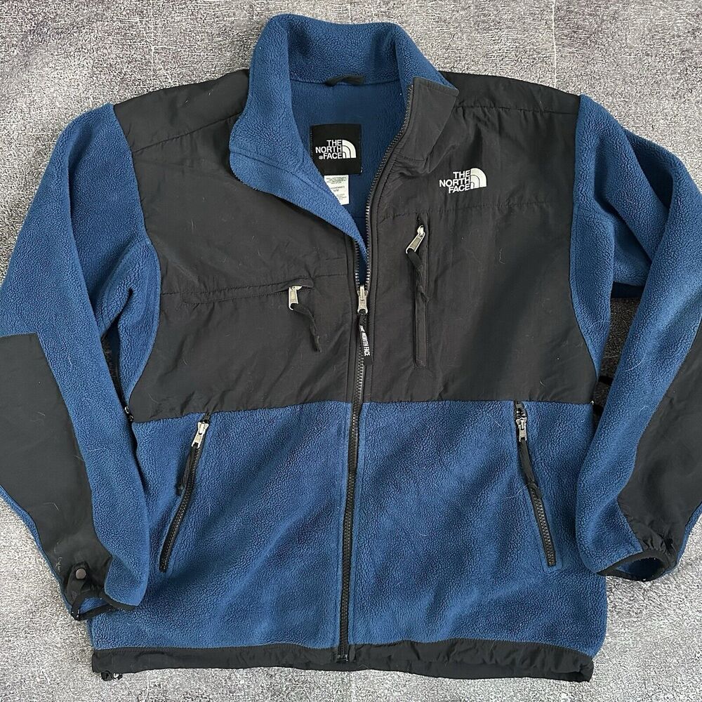 Men's Vintage Y2K The North Face Blue Black Denali Zip Fleece Bomber Jacket Sz M